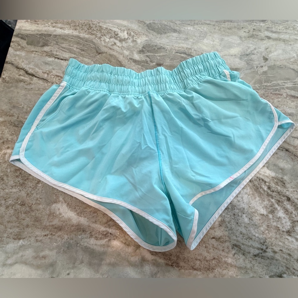 Aerie Offline Running Shorts Womens Medium Aqua Blue Flowy Dolphin Athletic Gym